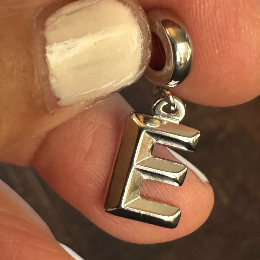 Silver Initial 'E' Charm Pendant - image 1